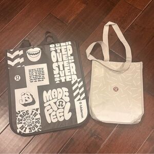 Lululemon Tote Bags Set - Large and Small Brown and White